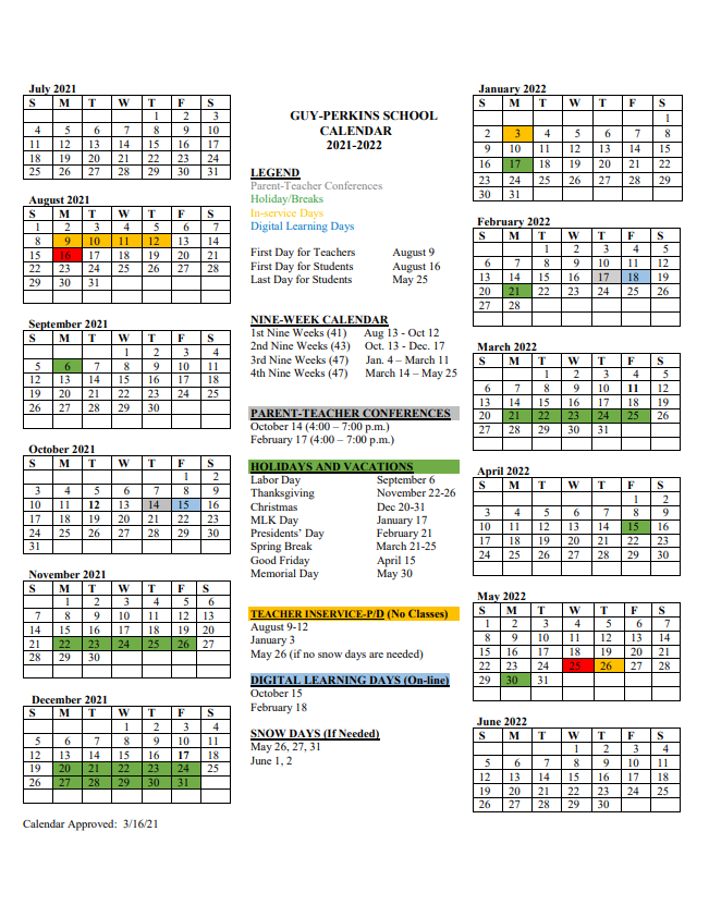 2021-22 School Calendar