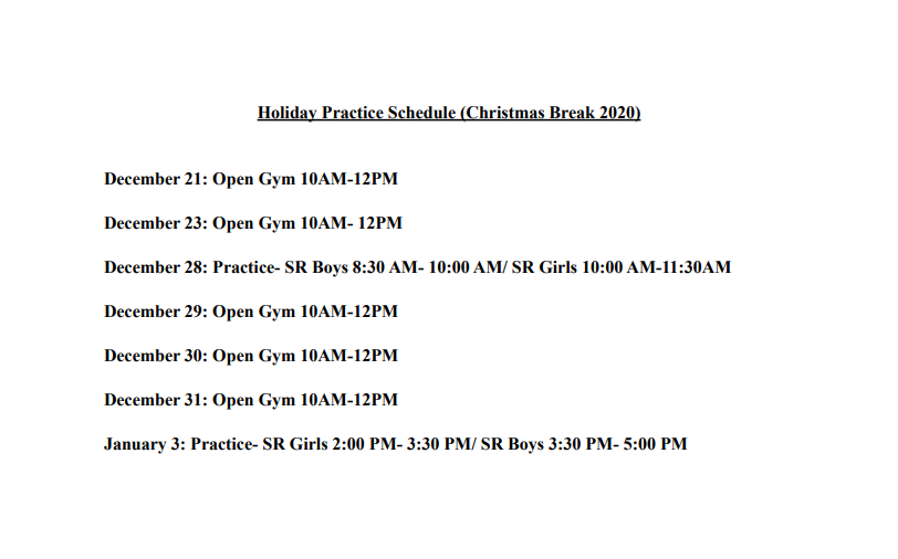 Open Gym Schedule